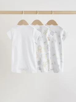 Next Safari blanc Animal brodé - Barboteuse Jersey Baby 3 Pack Outlet
