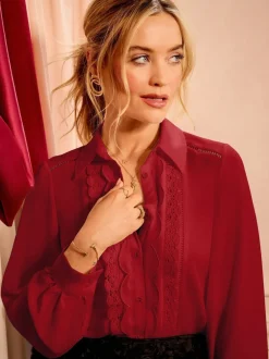 Love & Roses Sandales rouges - Chemise à manches longues boutonnée Discount