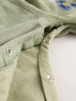 Next Sauge Vert brodée - Body à Manches longues et salopette en Velours côtelé Ensemble Bébé 2 Pieces (0mois-3ans) Clearance