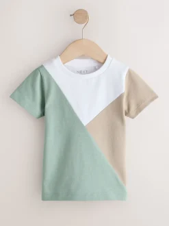 Next Sauge vert/neutre/blanc - T-shirt color block à manches courtes (3mois-7ans) (3mois-7ans) Hot