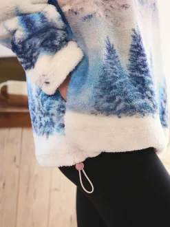 Next Scène de montagne rose - Haut en polaire imprimée en peau de mouton Hot