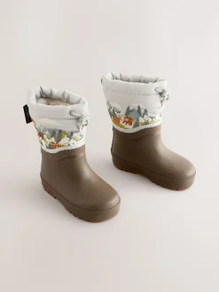 Next Scène d’ours Marron Neutre - Bottes de pluie à poignets matelassés New