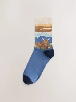 Next Scène Hamish The Highland Cow - Lot de 2 paires de chaussettes en coton à poignée chaude Online