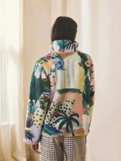 Next Scène tropicale orange - Haut en polaire imprimée en peau de mouton Outlet