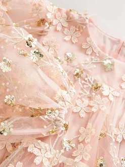 Next Sequinbrodés rose/ou - Peignoir manches longues en maille (4-14ans) Outlet