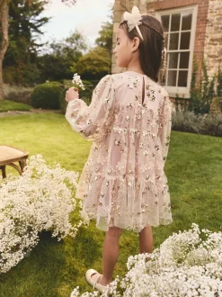 Next Sequinbrodés rose/ou - Peignoir manches longues en maille (4-14ans) Outlet