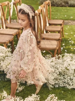 Next Sequinbrodés rose/ou - Peignoir manches longues en maille (4-14ans) Outlet