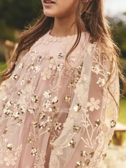 Next Sequinbrodés rose/ou - Peignoir manches longues en maille (4-14ans) Outlet