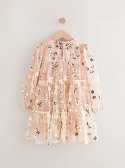 Next Sequinbrodés rose/ou - Peignoir manches longues en maille (4-14ans) Outlet