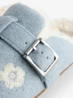 Shabby Chic by Rachel Ashwell® bleu chaussons mules brodées avec semelle plantaire en fourrure Sale