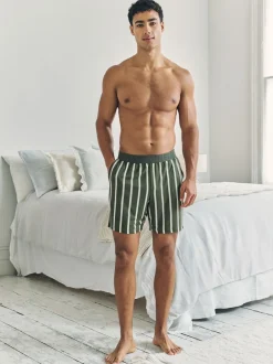 Chelsea Peers Short de pyjama à rayures boutonné - kaki