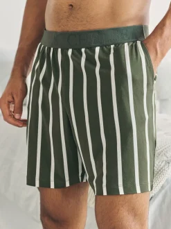 Chelsea Peers Short de pyjama à rayures boutonné - kaki