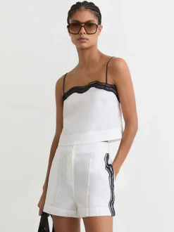 Reiss Short Felicity en lin à bordures festonnées Clearance