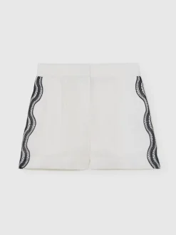 Reiss Short Felicity en lin à bordures festonnées Clearance