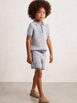 Reiss Short Peter rayé en maille de coton mélangé Online