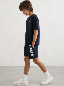 Reiss Short Terek en coton à cordon de serrage et imprimé logo Clearance