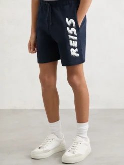 Reiss Short Terek en coton à cordon de serrage et imprimé logo