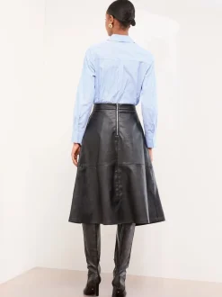 Lipsy Similicuir noir - Jupe mi-longue texturée et évasée Hot