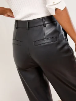 Lipsy Similicuir noir - Pantalons Amples habillés