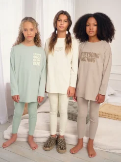 Next Slogan de Neutre - Lot de 3 leggings de pyjama (3-16ans) Outlet