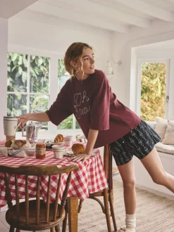 Next Slogan marron chocolat - Ensemble pyjama short New