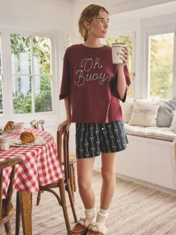 Next Slogan marron chocolat - Ensemble pyjama short New