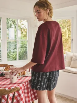 Next Slogan marron chocolat - Ensemble pyjama short New