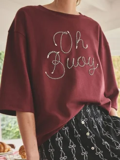 Next Slogan marron chocolat - Ensemble pyjama short New