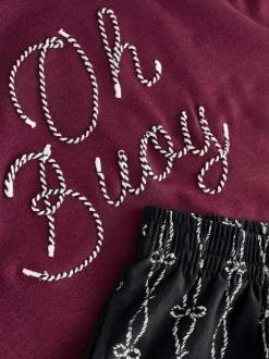 Next Slogan marron chocolat - Ensemble pyjama short New