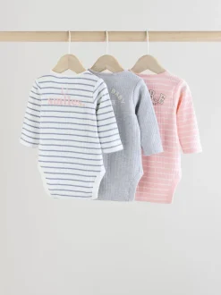 Next Slogan rose - Lot de 3 bodies à manches longues pour bébé Outlet