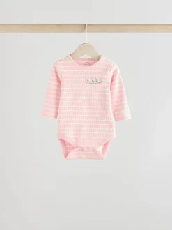 Next Slogan rose - Lot de 3 bodies à manches longues pour bébé Outlet