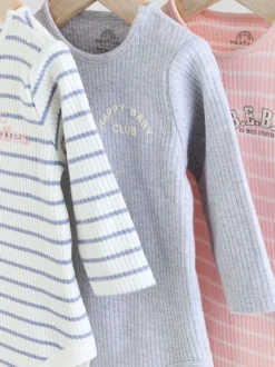 Next Slogan rose - Lot de 3 bodies à manches longues pour bébé Outlet