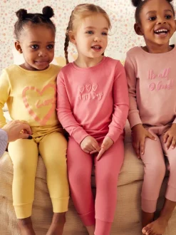 Next Slogan rose/jaune - Lot de 3 pyjamas confortables imprimés (9mois à12ans) Discount