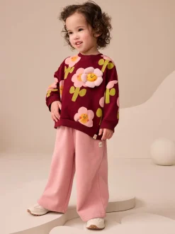 Next Smiley rouge bordeaux imprimé fleurs - Sweat à col ras du cou (3mths-7yrs) Online