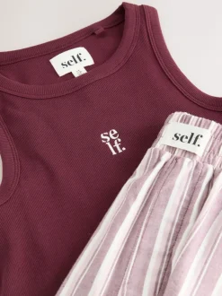 self. soi-même. Ensemble pyjama long et débardeur côtelé Discount