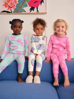 Next - Lot de 3 pyjamas Snuggle (9mois-12ans) Sourire rose/vert Sale