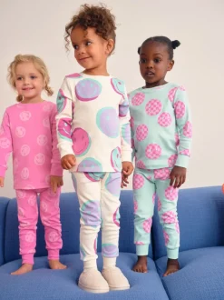 Next - Lot de 3 pyjamas Snuggle (9mois-12ans) Sourire rose/vert Sale