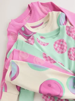 Next - Lot de 3 pyjamas Snuggle (9mois-12ans) Sourire rose/vert Sale