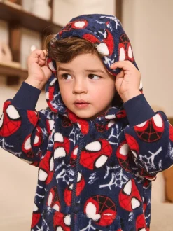 Next Spiderman bleu marine/rouge - Tout-en-un sous licence en polaire (9mois à10ans) Outlet