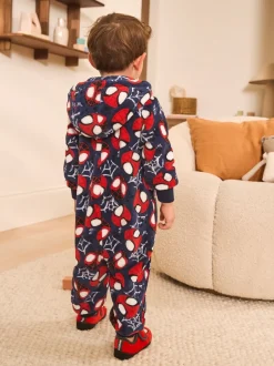 Next Spiderman bleu marine/rouge - Tout-en-un sous licence en polaire (9mois à10ans) Outlet