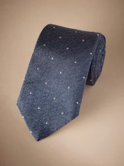 Next Steel Bleu/Neutre Brown - Cravate à pois Signature Made In Italy Discount