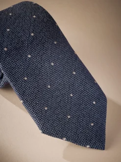 Next Steel Bleu/Neutre Brown - Cravate à pois Signature Made In Italy Discount