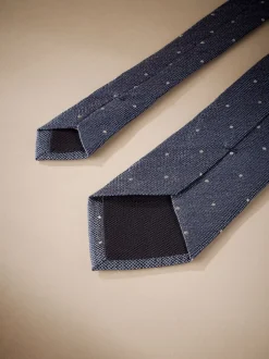 Next Steel Bleu/Neutre Brown - Cravate à pois Signature Made In Italy Discount