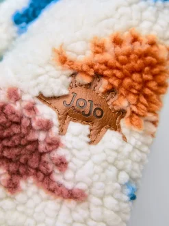 Jojo Maman Bébé Stégosaure Nature - Veste à damier en Borg à capuche New