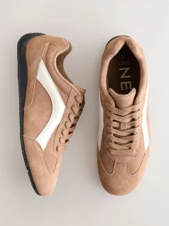 Next Suede de chameau - Baskets à lacets Forever Comfort® en cuir à semelle slim Online