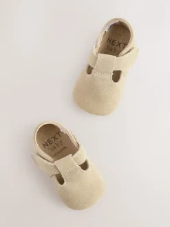 Next Suede de pierre - Leather Bébé T-Bar Chaussures (0-24mths) Sale