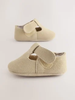 Next Suede de pierre - Leather Bébé T-Bar Chaussures (0-24mths) Sale