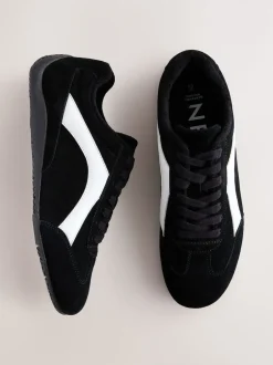 Next Suede noire - Baskets à lacets Forever Comfort® en cuir à semelle slim Online