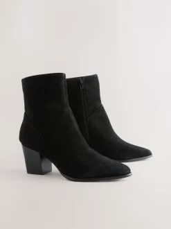Next Suede noire - Bottines western à talons carrés Outlet