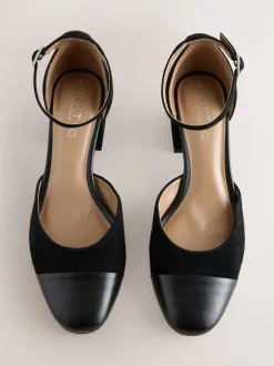 Next Suede noire - Chaussures à talons carrés avec embout Hot